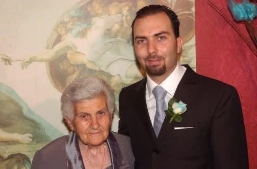 Chef François posing with his maternal grandmother on his wedding day, the woman who inspired his love for traditional Lebanese cooking.